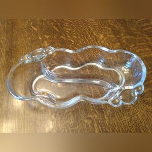 Clear Glass D&M Divided Serving Dish or Jewelry/Makeup Caddy